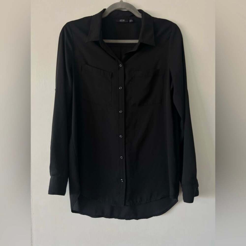 Apt 9 Women's Black Long Sleeve Button Down Blouse